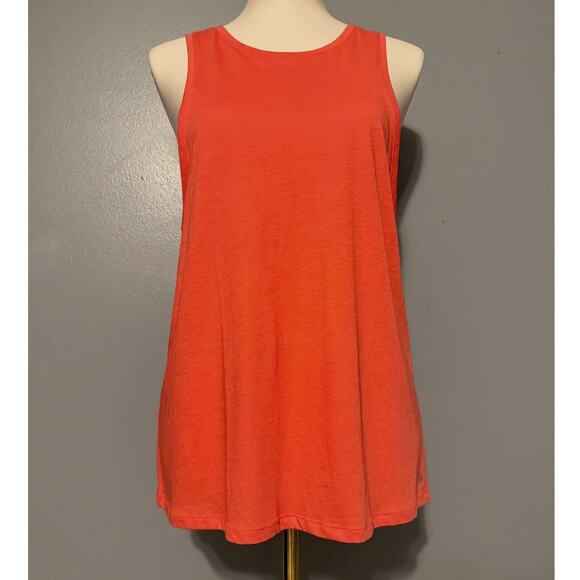 Victoria Sport Medium Coral Lace Up Muscle Tank Open Back Athletic Sleeveless - Picture 2 of 5